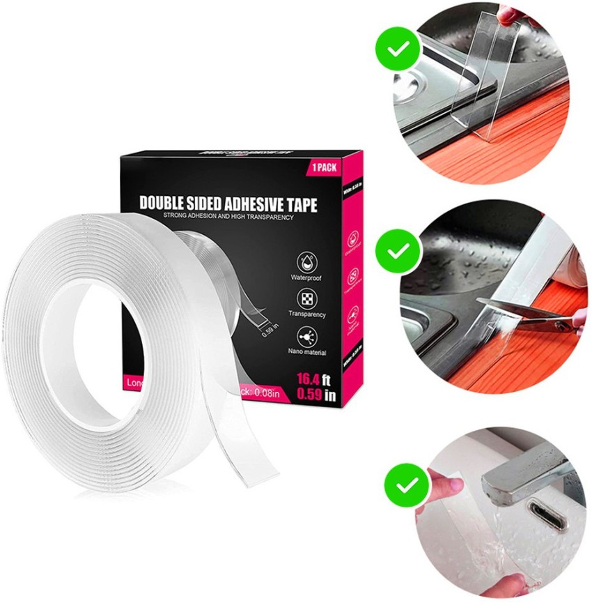 Deli Double Sided Thin Invisible Tape, Strong Adhesive, Non-Toxic Acrylic  Glue with Low Odor & Writable, Easy to Tear, Transparent Double Sided Tape  for Sticking, Fixing, Sealing and Correction, Art & Craft, Gift Wrapping,  Fixing Torn Pages  