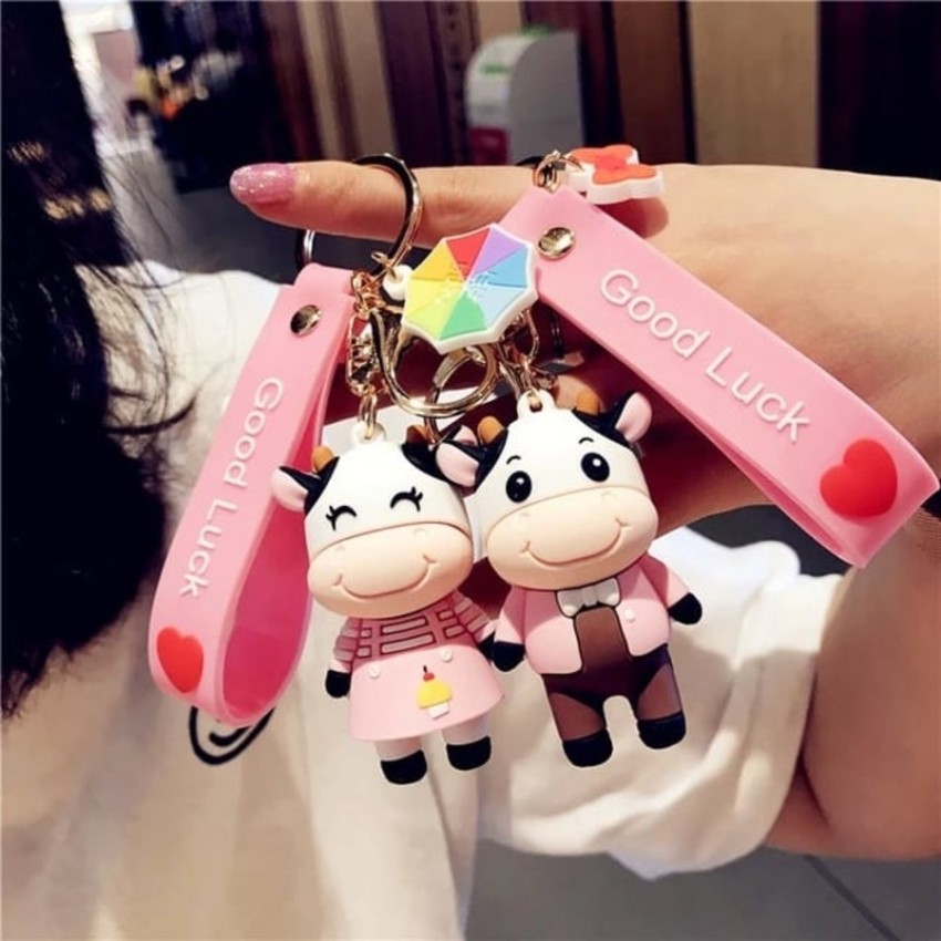 Sai Globe Cute Cow Doll Keychain Lovers Gifts Car Girl Bag Pendant