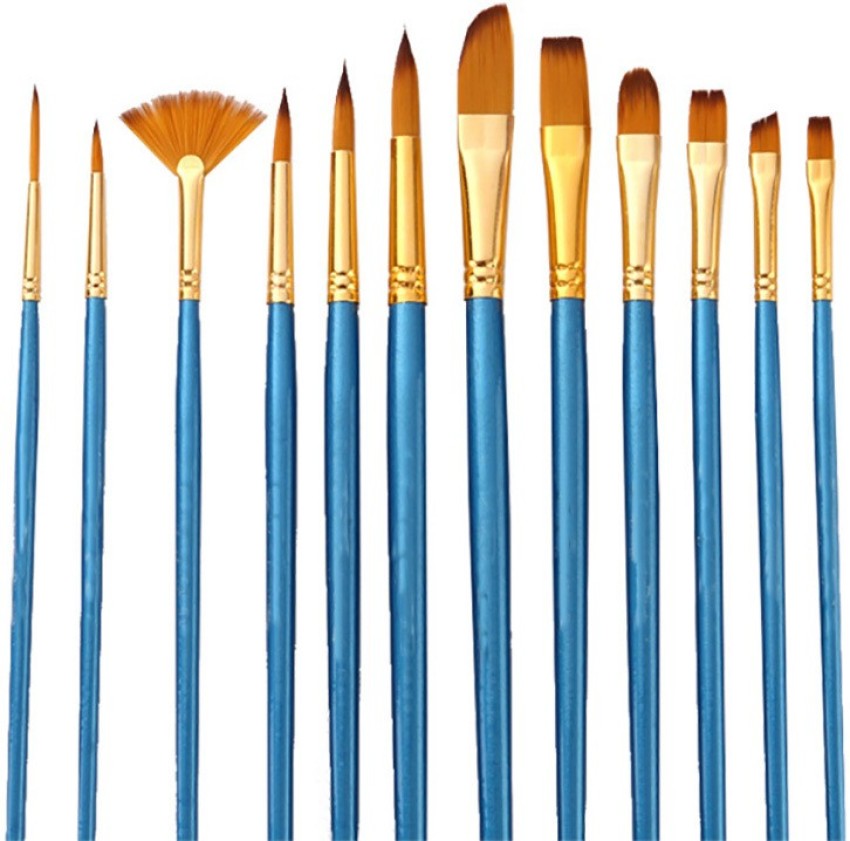 10pcs Nylon Hair Plastic Handle Numbered Oil Painting Brushes Set