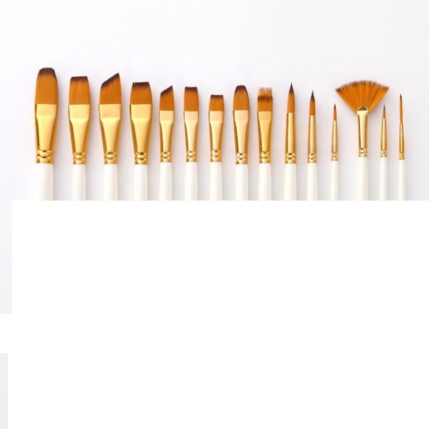 Design connection Painting Brushes Set of 12 Professional Round Pointed Tip  Nylon Hair Artist Acrylic Paint Brush for Acrylic/Watercolor/Oil Painting  (Color _ White & Golden) 