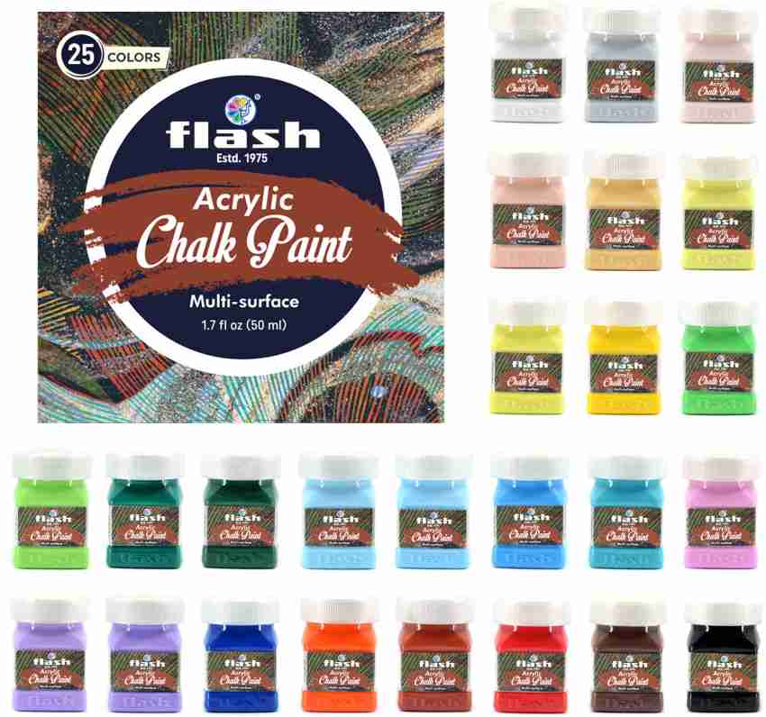 Flash Acrylic Chalk Paint 16 Colours Set (16 Shades X 50ml Each