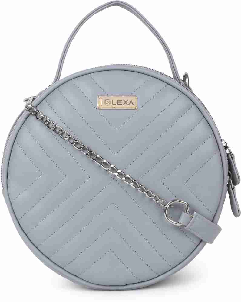 White PU Crossbody Purse Top Handle Round Bag for Women