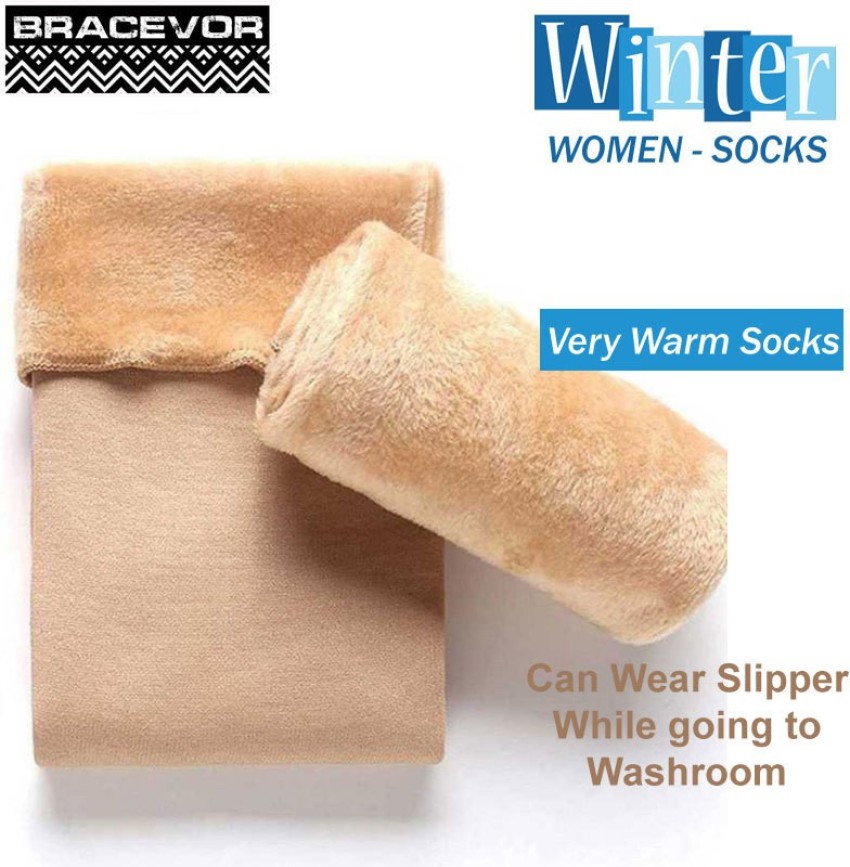 Bracevor Winter Socks Velvet Thermal Thumb Warm Ankle Calf length Feather  Fleece Fur Stretchy Elastic Socks For Men,Women,Girls and Boys Unisex Socks