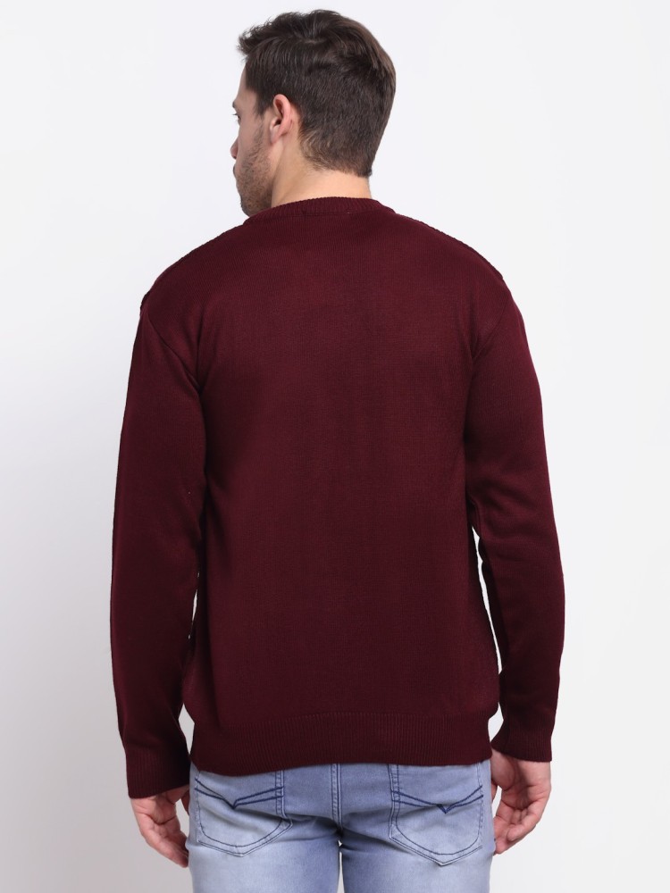 CANTABIL Solid Round Neck Casual Men Maroon Sweater - Buy CANTABIL Solid Round  Neck Casual Men Maroon Sweater Online at Best Prices in India