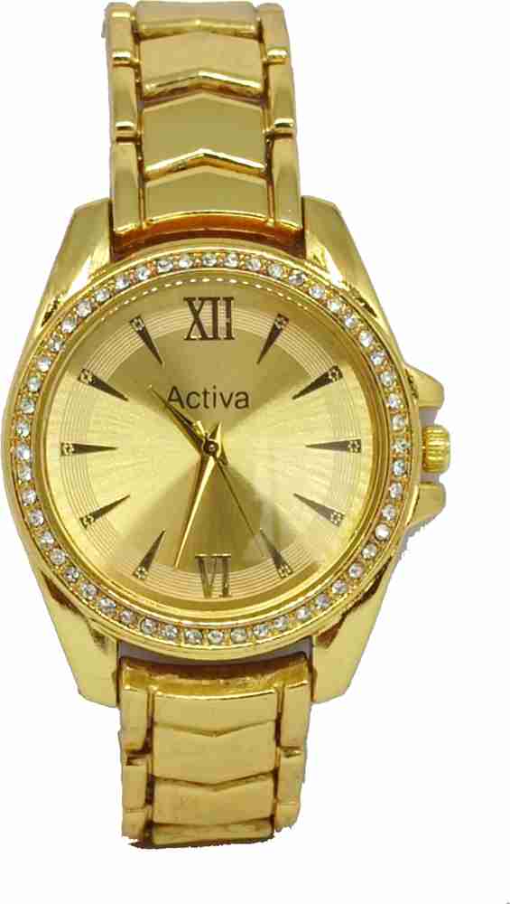 Activa Watches Analog Watch For Women Buy Activa Watches Analog Watch For Women New Arrival Golden Dial And Golden Color Stainless Steel Strap Watch For Women Online at Best