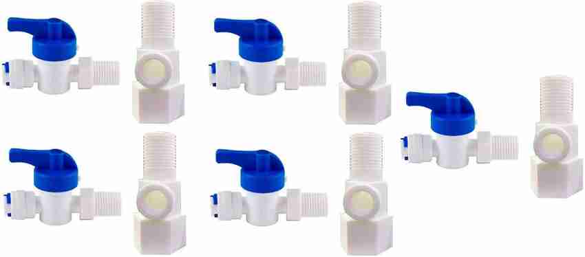 KRPLUS Plastic Inlet Valve/Connector with coupling for Ro/Uv/Water Filter  Purifier 1/4 Size Pushfit valve connector