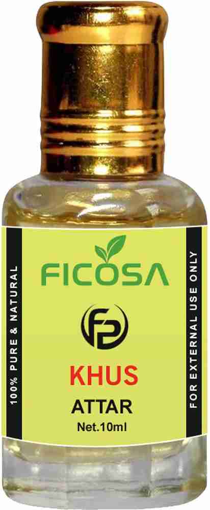 Ficosa Khus Attar For Men and Women Indian Attar Itra Scent Natural Fragrance Oil Perfume Oil 0 Alcohol With Floral Fragrance 10ml