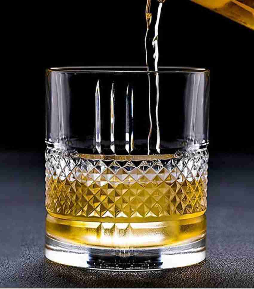 Crystal Square Whiskey Glass Set of 2 - Clear 340 Ml Heavy Base Rocks  Barware