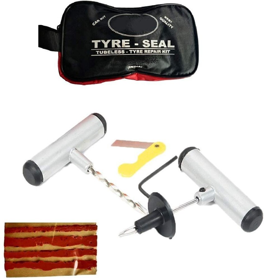 Tubeless tyre puncture repair kit with air pump for on sale bike