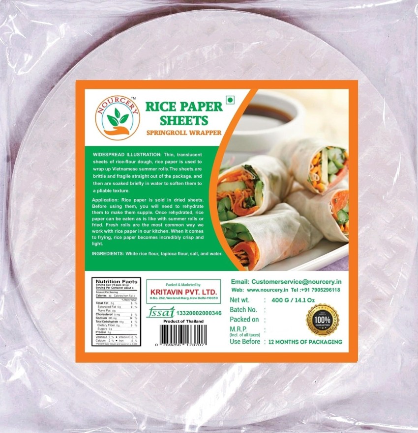 Food Essential Rice Paper Sheet - 400 gm. 22cm (Spring Roll Wrapper) Pack  of 1