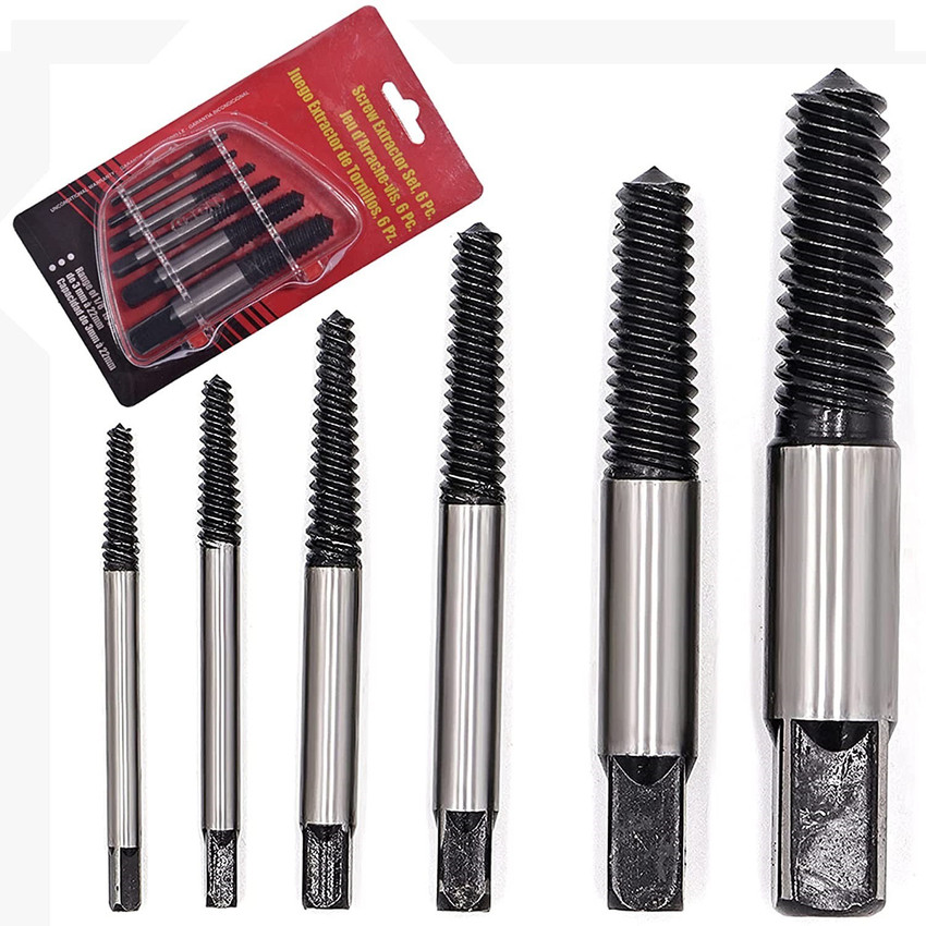 GSK Cut Damaged Screw Extractor Breakage Bolt Extractor Drill Bits Guide Set Broken Easy Out Fastener Kit 1 8 to 1 Set of 6 Pieces Damaged Screw Extractor Kit Price in India