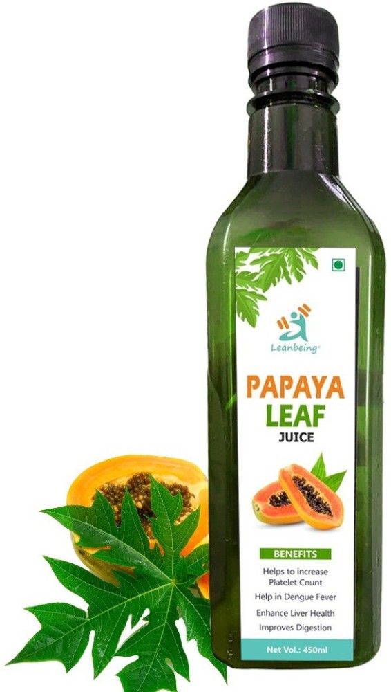 LEANBEING Papaya leaf juice 450ml Pure Increases Platelet count Good For skin hair Price in India Buy LEANBEING Papaya leaf juice 450ml Pure Increases Platelet