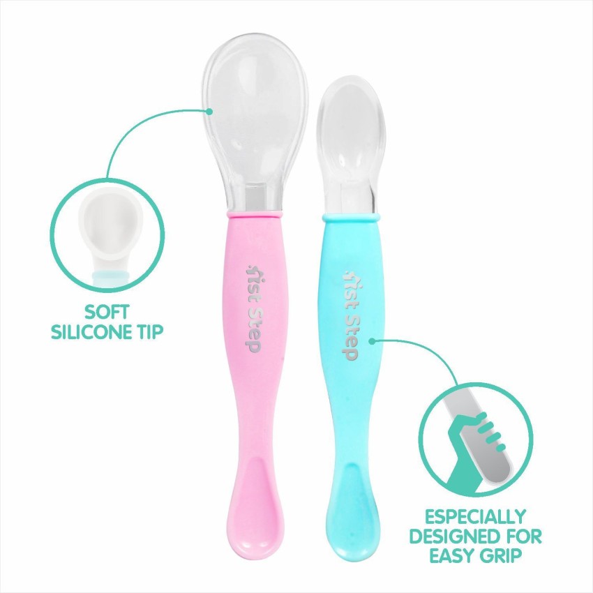 Chic Buddy Soft tip Silicone First Stage Training Spoons( Blue)Pack of