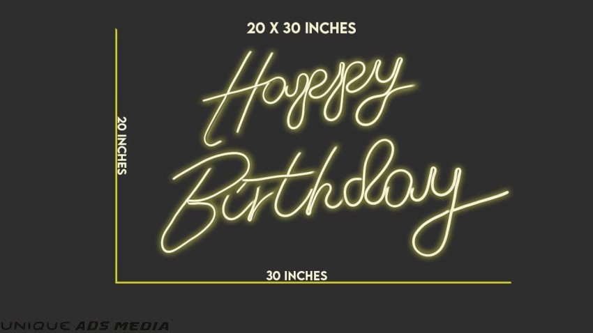 UNIQUE ADS MEDIA Happy Birthday (20 x 30 Inches) Neon Sign/Lights