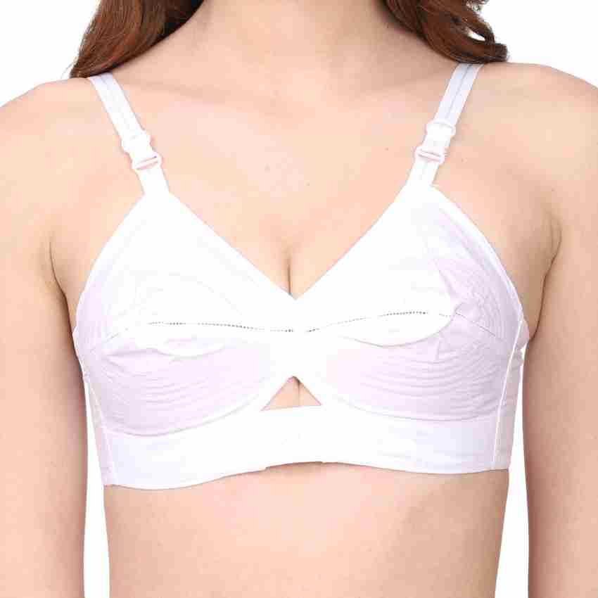Buy Round Stitch-Full Cover Cotton Bra(Thick Hook) (A, 32) Cream