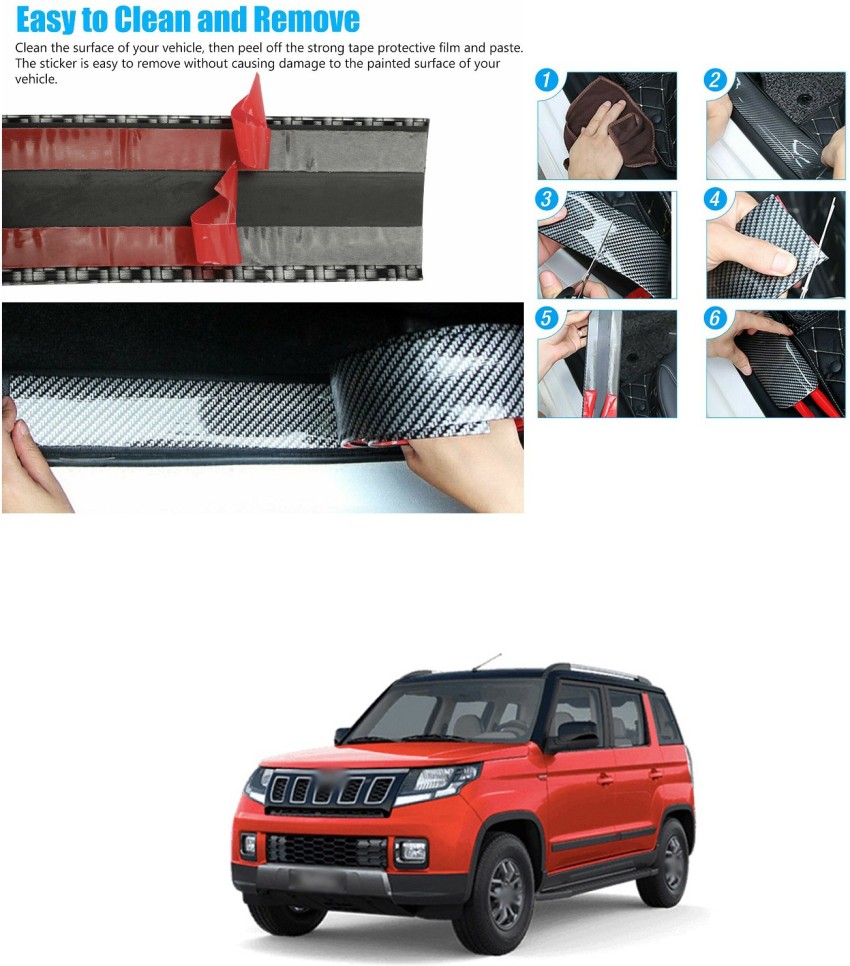 PRTEK Carbon Fiber Wrap Car Door Sill Protector Self-Adhesive Car