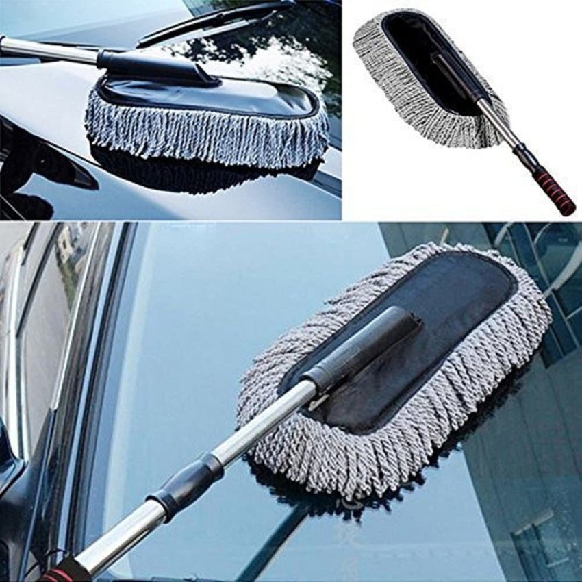Microfiber Car Duster Exterior Interior Cleaner Cleaning Kit size 15.7 inch  with Long Retractable Handle to Trap Dust and Pollen for Car Bike RV Boats