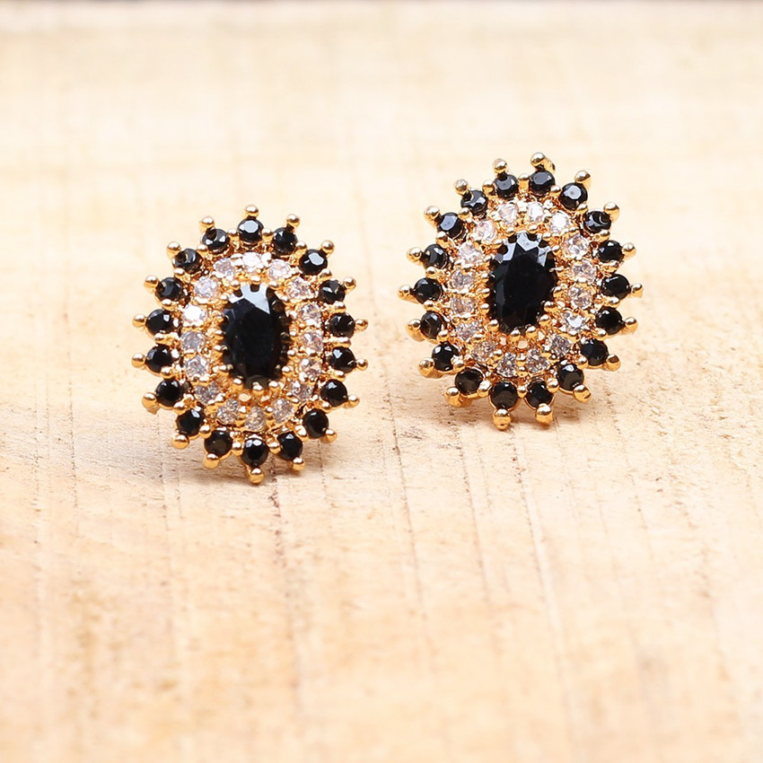 Flipkart Buy Jewels Corner Glamorous Beautiful Looks BLACK AD EARRING Cubic Zirconia Brass Stud Earring Online at Best Prices in India