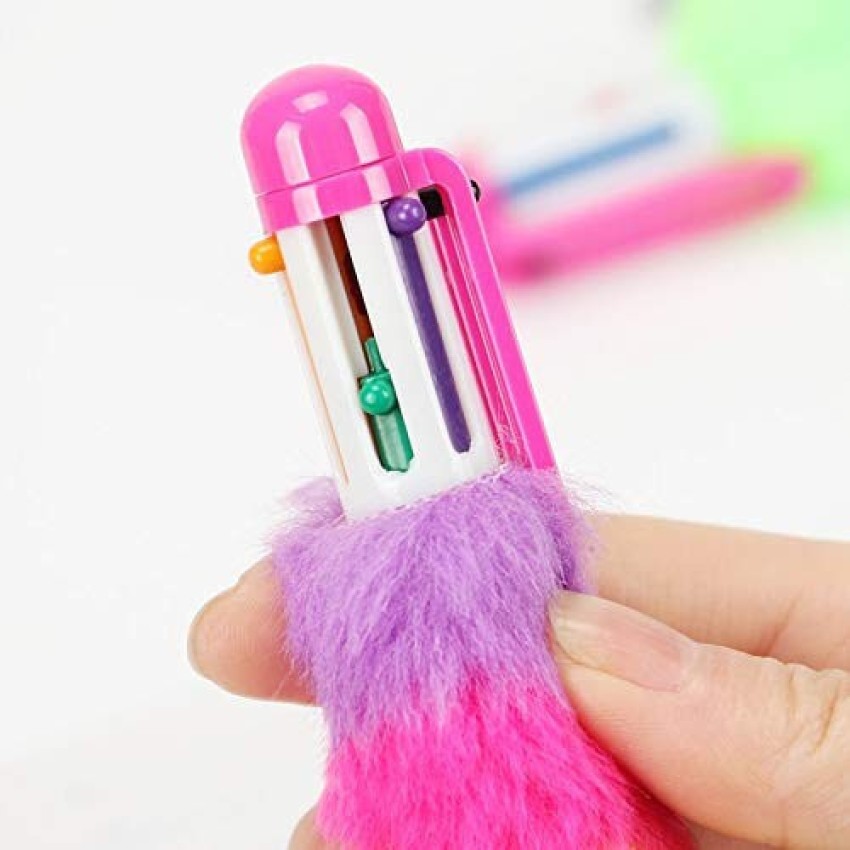 6in1 Unicorn Fluffy Multicolour Ballpoint Pen Kids Girls School Stationary  Gift
