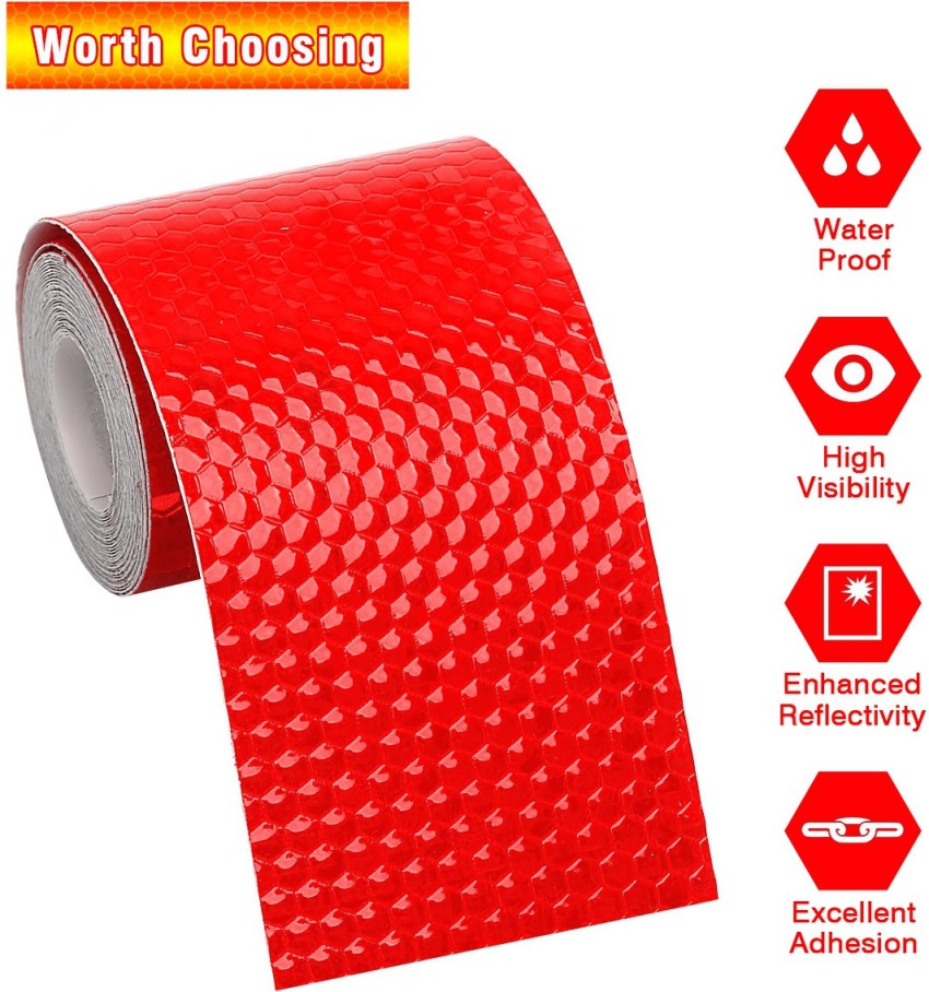 STHIRA 3 Rolls Reflective Tape 50mm*3m Waterproof Reflective Warning  Stickers High Intensity Self Adhesive Reflector Tape for Vehicles Road  Bikes Helmets Safety Reminder (White Red Yellow) 5 mm x 3 m Photo