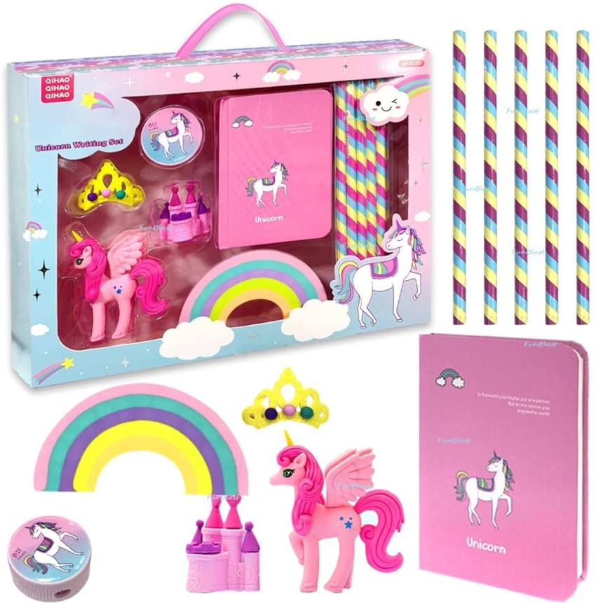 FunBlast Unicorn Stationary Kit for Girls Pencil Eraser Sharpener & Pencil  Box- Stationary Kit Set for