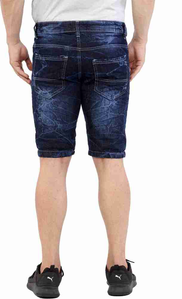 Abaranji Dyed Washed Men Dark Blue Denim Shorts Buy Abaranji