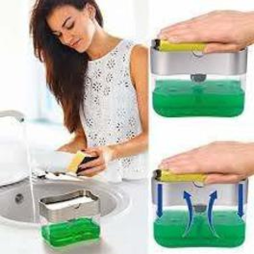 1pc Kitchen Dish Soap Dispenser With Sponge Holder, 2-in-1