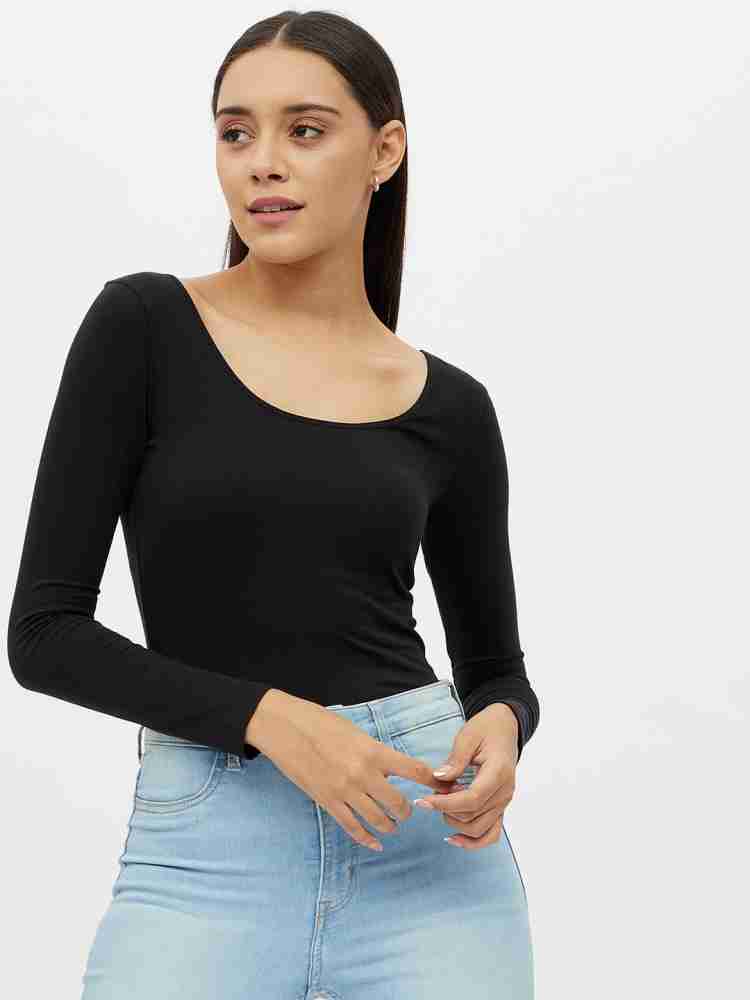  KECKS Women's Shirts Women's Tops Shirts for Women Scoop Neck  Fuzzy Cuff Slim Fit Tee (Color : Black, Size : Large) : Clothing, Shoes &  Jewelry