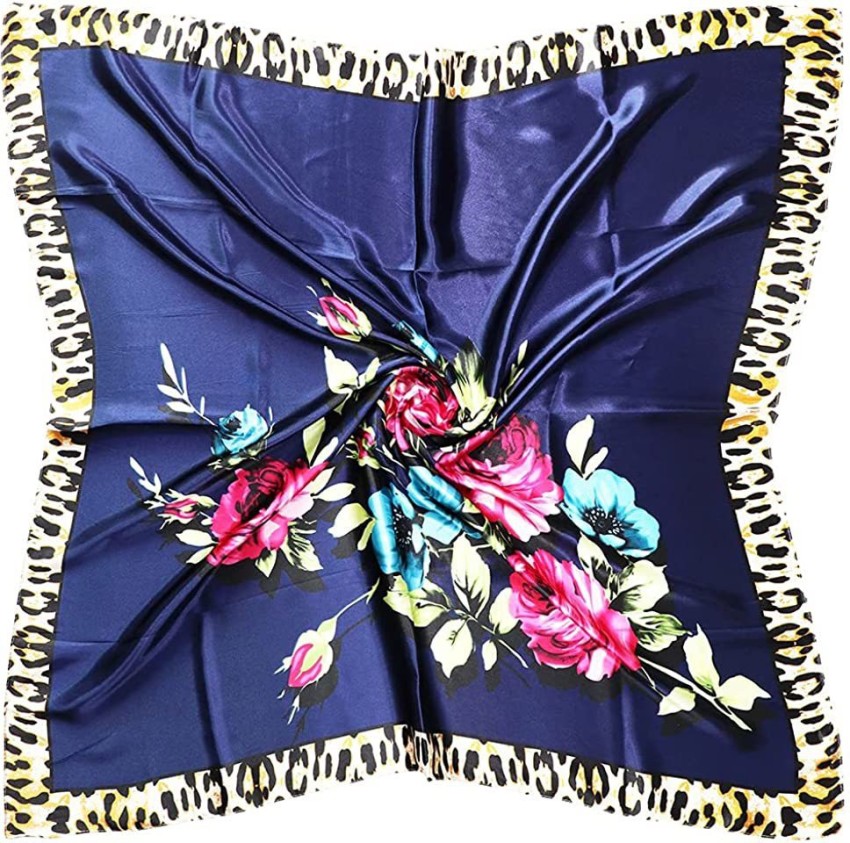 PALAY Scarf Square Scarfs for Women Satin Square Silk Like Hair Scarves and  Wraps Headscarf for Sleeping (Navy Blue)
