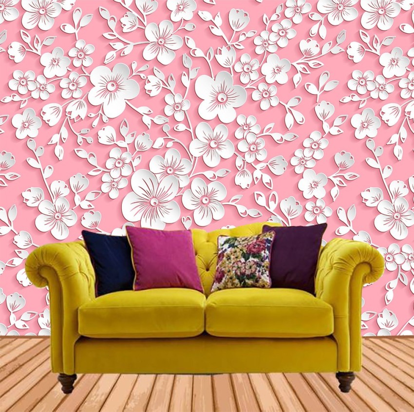 Pink Large Floral Print Wallpaper for Rooms  lifencolors