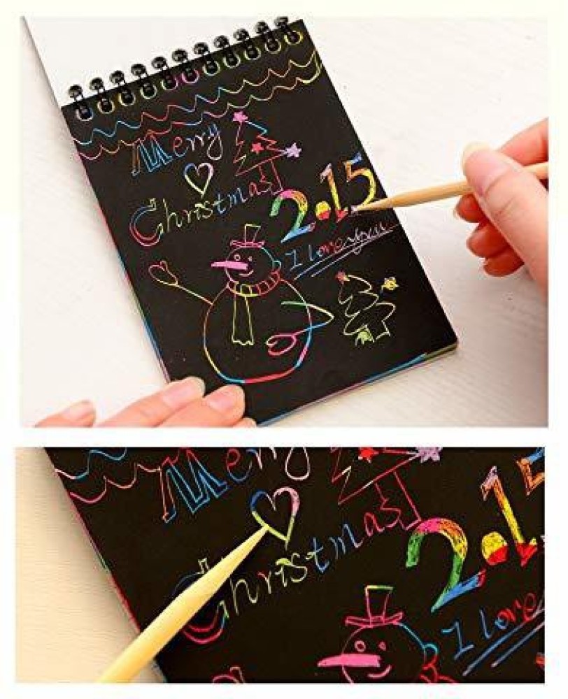 Small 10*14 cm Magic Color Rainbow Scratch Paper Note book Black