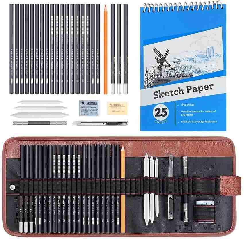 Afflatus Drawing Pencils Sketch Kit 30 Pieces Professional for Artist Drawing Set Include Charcoal Pencils Graphite pencil Set Sketching Pencil Set