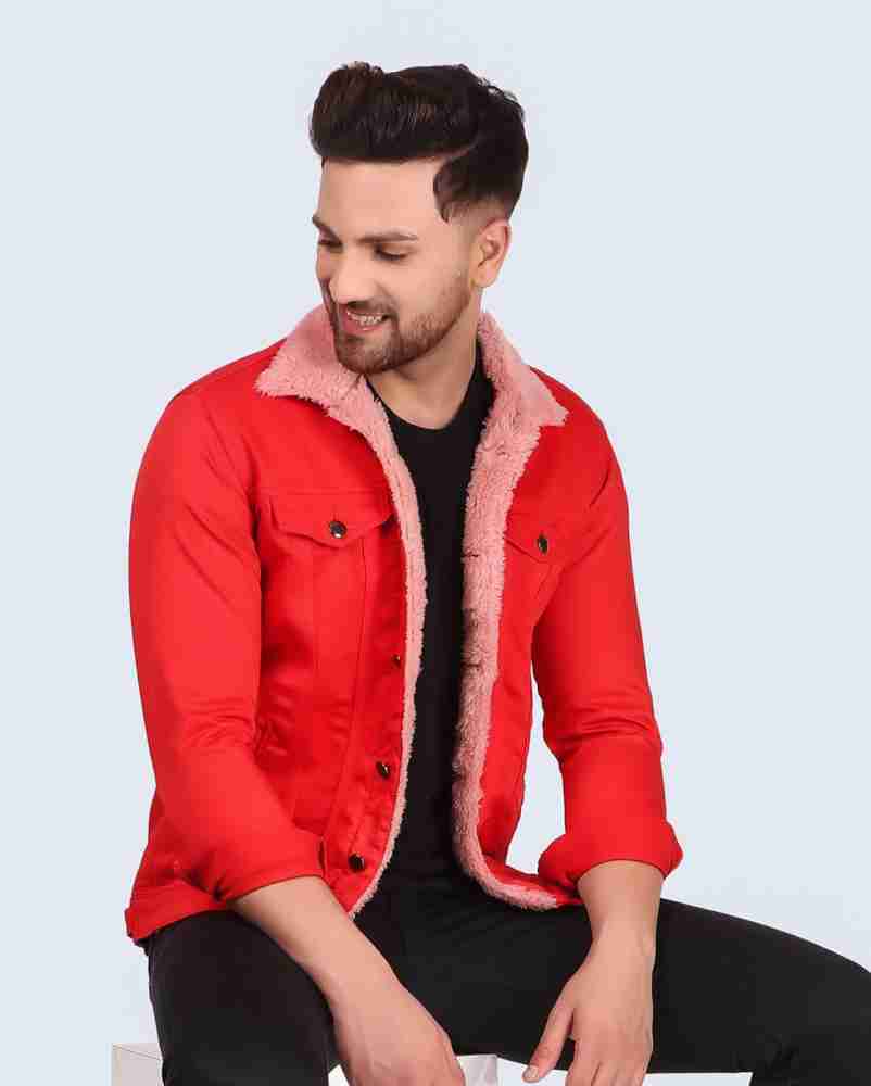 Denim jacket red on sale color