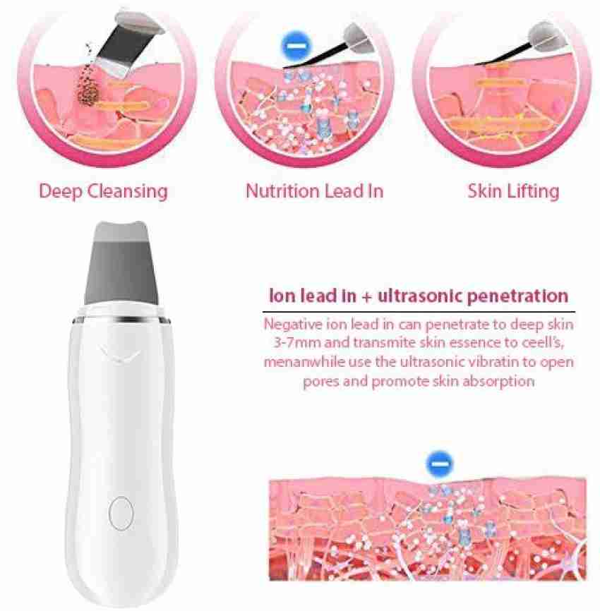 TERUMO Premium Facial Electric Ultrasonic Micro Skin Scrubber BlackHead  Remover machine, machine,Dead Skin Face Cleaning Beauty Apparatus Massager  tool (White) Massager - TERUMO 