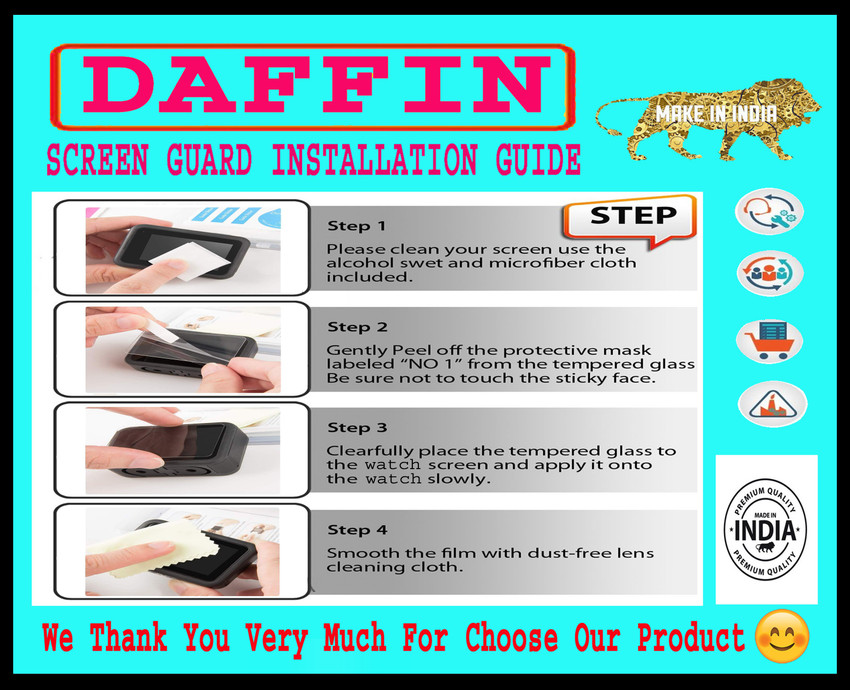 daffin Screen Guard for LEMFO LEM7 4G SMARTWATCH daffin