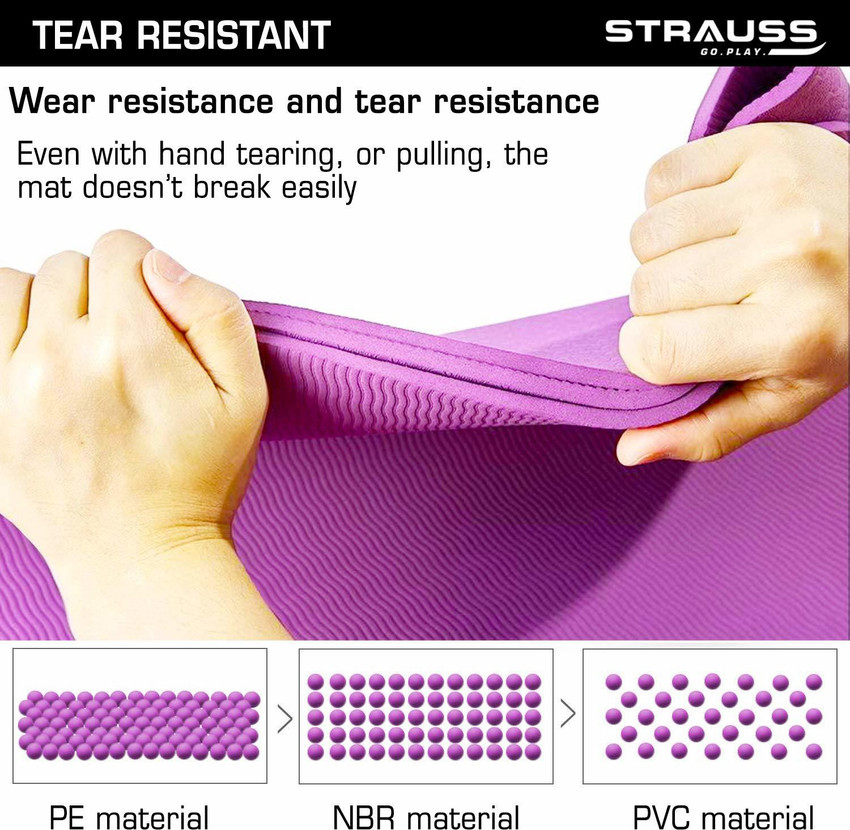 Strauss PE Eco Friendly Yoga Mat for Men Women with Carry Bag