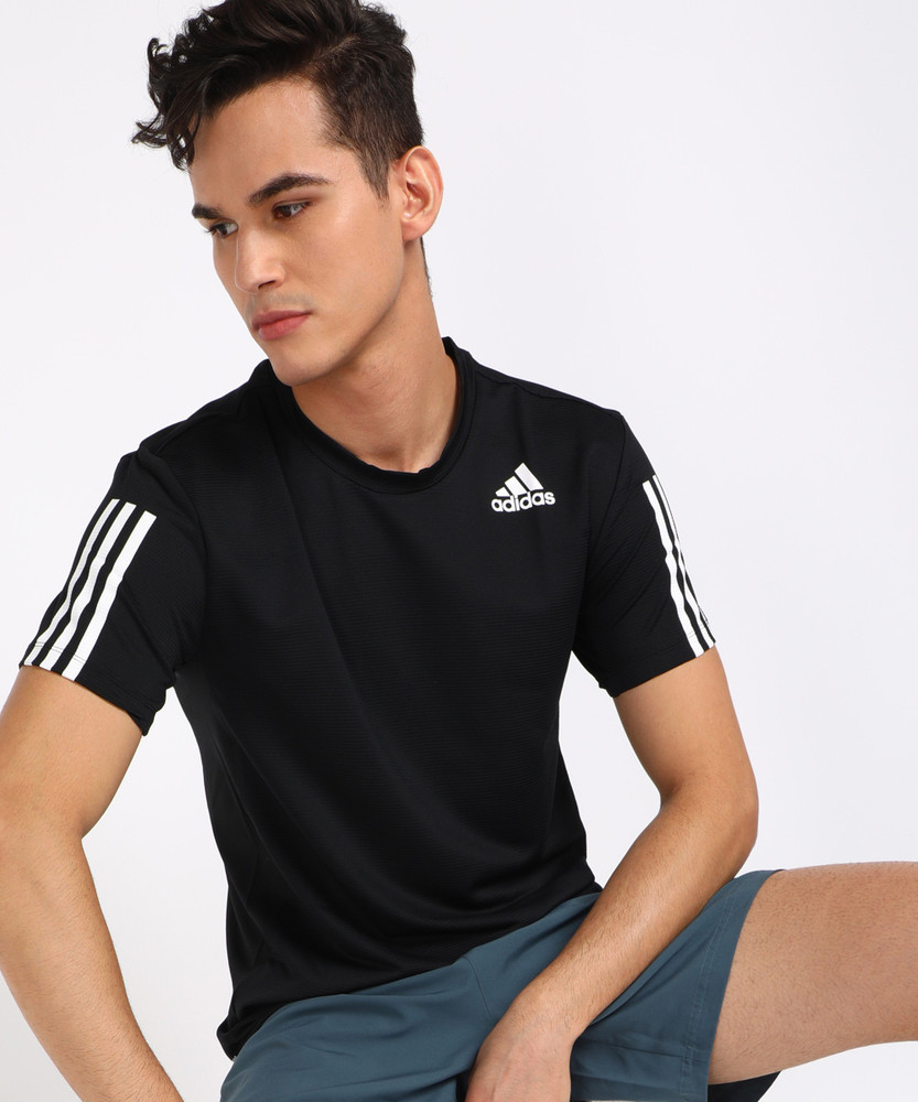 Adidas black striped shirt discount