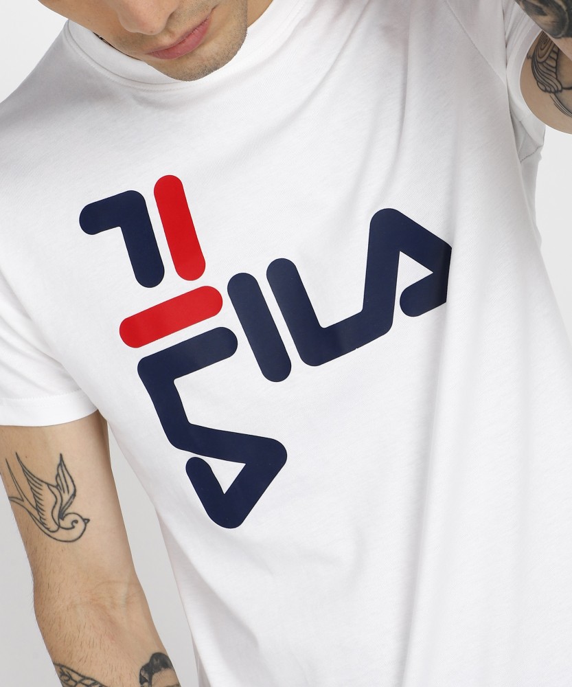 FILA Printed Men Round Neck White T-Shirt Buy FILA Printed Men Round Neck  White T-Shirt Online at Best Prices in India