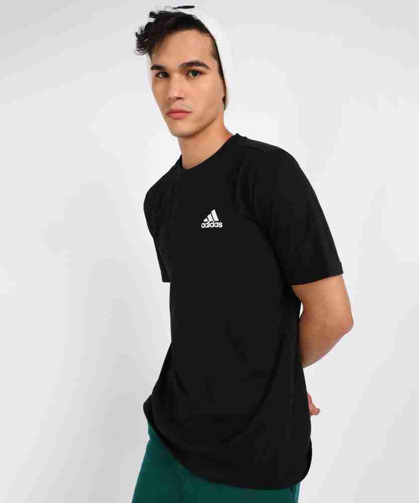 ADIDAS Solid Men Online Prices Black Neck Men Solid at ADIDAS Best Buy Black in Round - Neck India T-Shirt T-Shirt Round