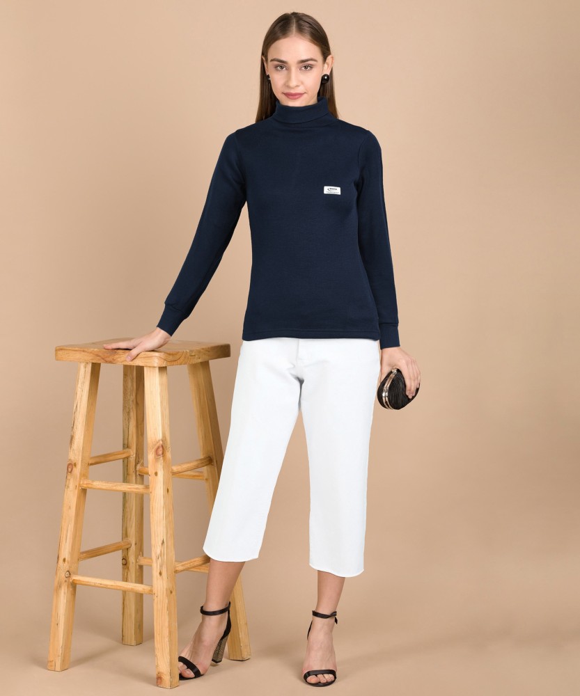 Buy Rupa Thermocot Women Navy Solid Acrylic Blend Thermal Tops
