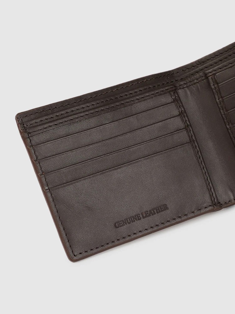 Louis Philippe Men Brown Textured Genuine Leather Wallet