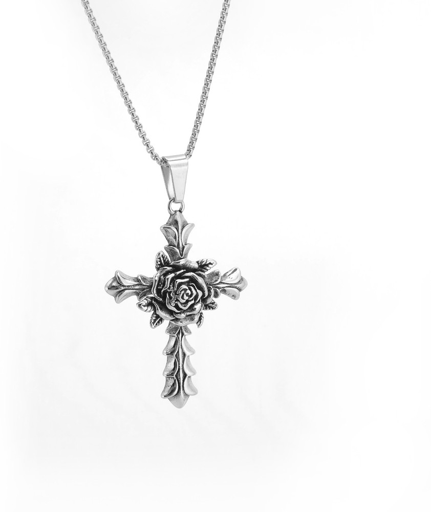 M Men Style Christmas Gift High Polished Jesus Christ Cross Silver