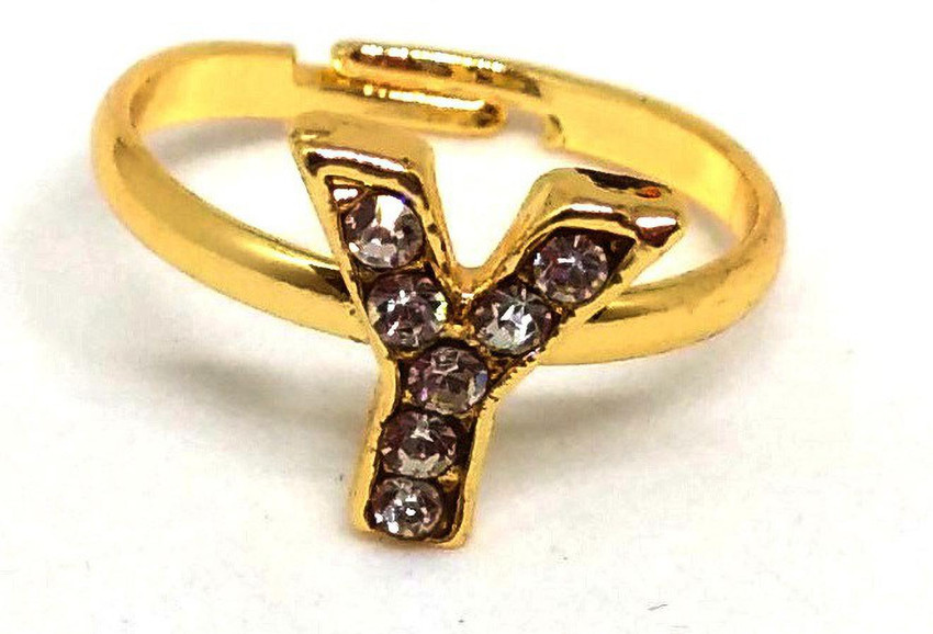 RVM Jewels Gold Plated Letter Y Crystal Rhinestone Adjustable Size