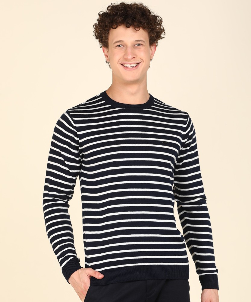 Peter England University Striped Round Neck Casual Men Blue Sweater Buy Peter England University Striped Round Neck Casual Men Blue Sweater Online at Best Prices in India Flipkart