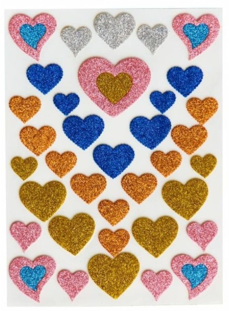 Children Kids Foam Glitter Heart Star Shapes Stickers Art Craft Self  Adhesive