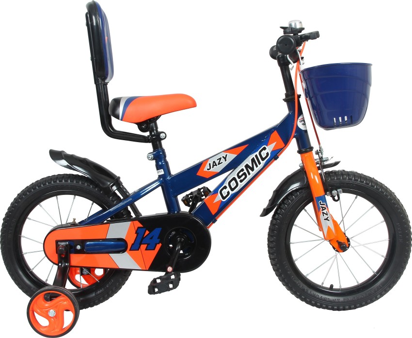 COSMIC Jazy 14 inch kids bicycle with back rest and basket Blue