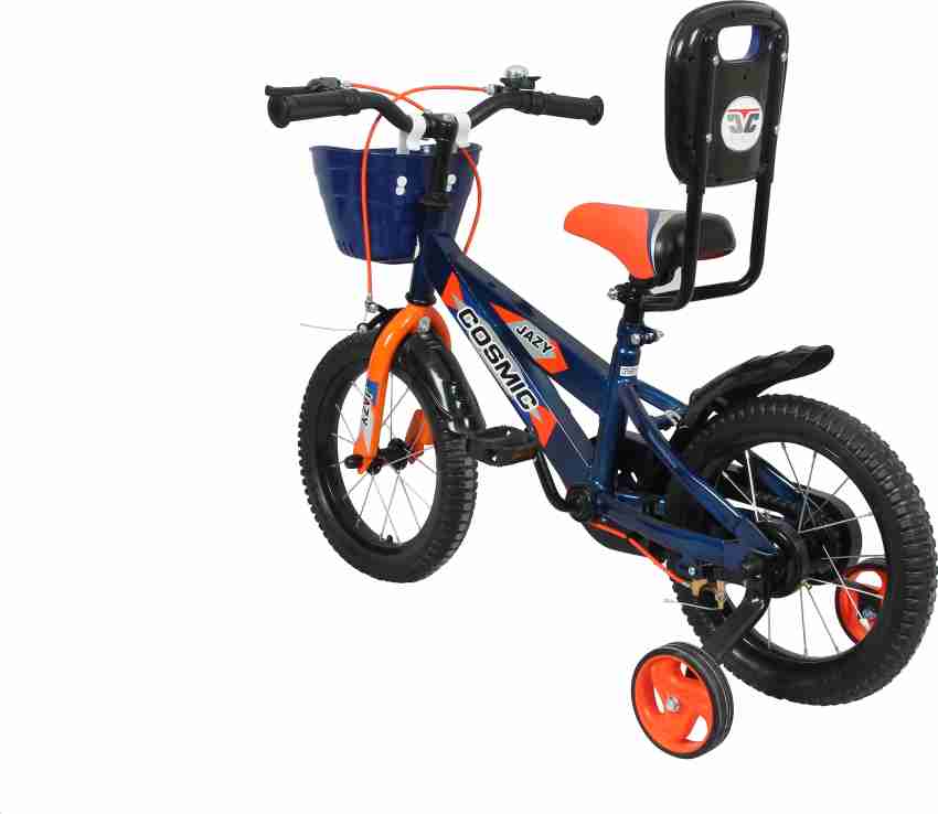 COSMIC Jazy 14 inch kids bicycle with back rest and basket Blue