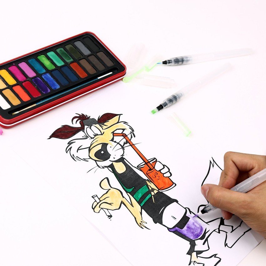 Water Coloring Brush Pens, Set of 6 Brush Tips for Watercolor