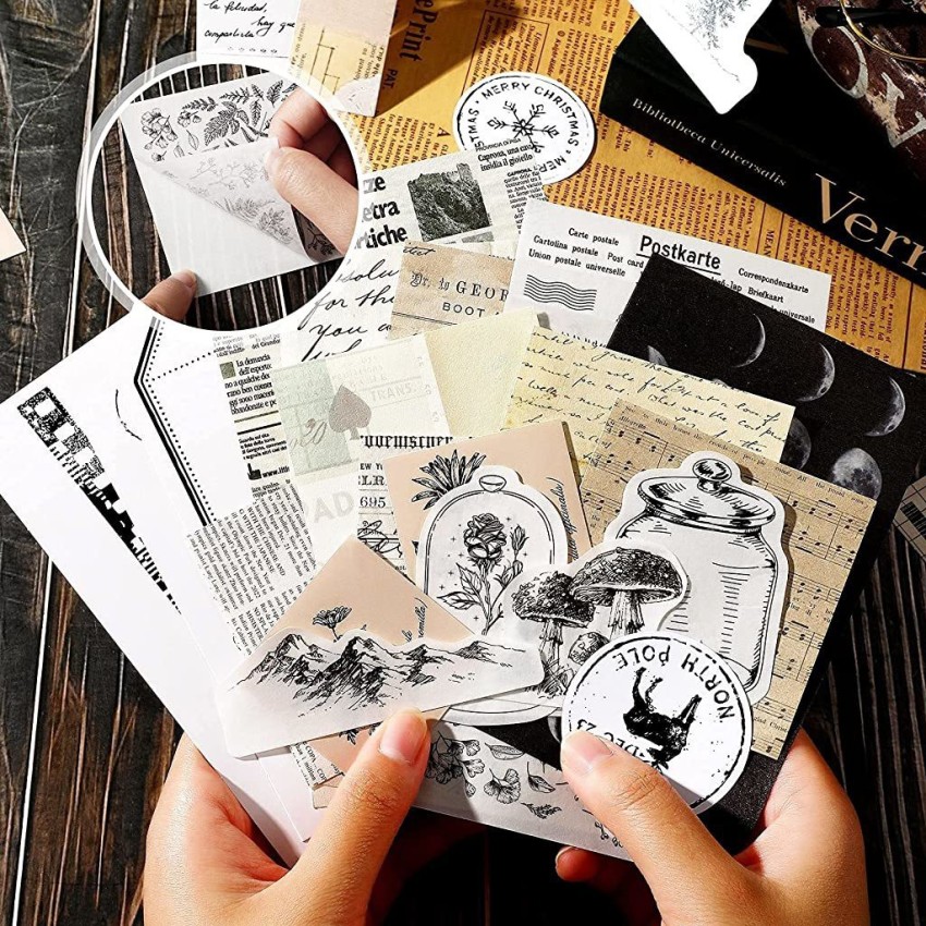 1000 Pieces Washi Sticker Set and Vintage Scrapbook Paper Journaling Supplies