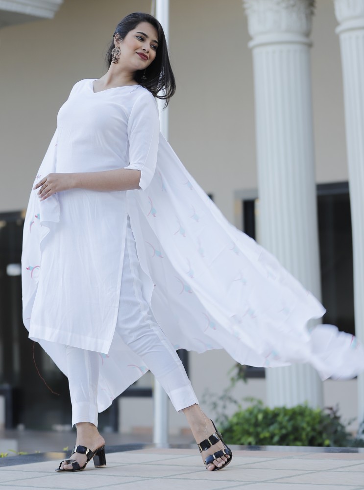 Stylish White Rayon Long Kurti for women-Global Artisans